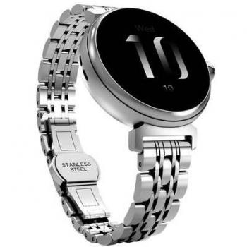 HiFuture Future Aura Smartwatch para mujer - Reloj inteligente, diseño elegante de acero inoxidable plateado, pantalla táctil, monitor de frecuencia cardíaca, seguimiento de actividad física, notificaciones inteligentes, resistencia al agua