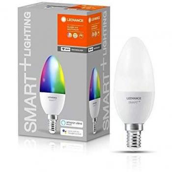 Bombilla inteligente LED E14 Vela Multicolor 40W, 5W, 470 lúmenes, regulable, color de luz cambiante (2700-6500K), colores RGB cambiables, tecnología WiFi, paquete de