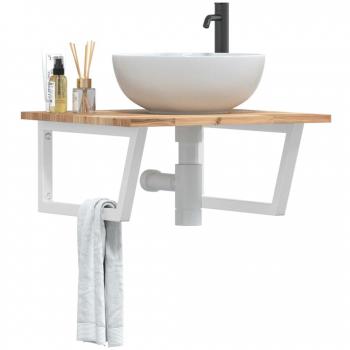 Estante de lavabo de pared acero y madera maciza de acacia vidaXL