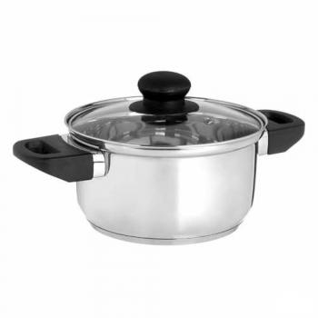 Cacerola de Acero Inoxidable con Tapa de Cristal Plateado 1,8 L 28 x 9 x 18 cm (6 Unidades)