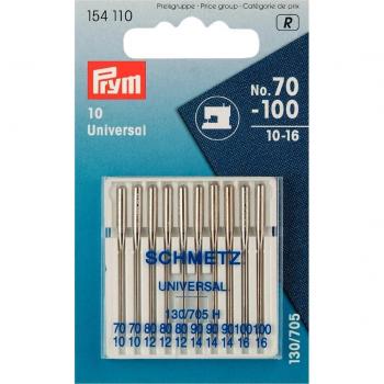 Prym Agujas para máquina de Coser estándar, 154110, 70-100, 130/705, 10 Agujas para máquina de Coser, Acero, Color Plata, 3,0 x 0,3 x 0,3 cm