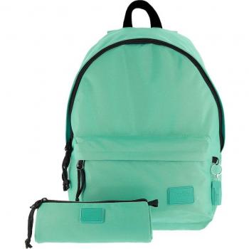 Pack mochila + estuche TOTTO Kalex color verde y gris