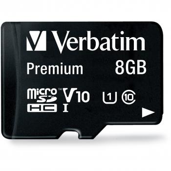 Verbatim 44081 - Tarjeta de memoria micro SDHC de 8 GB con adaptador