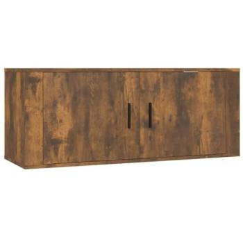 Mueble TV Multimedia Mural Roble Ahumado 100 x 34,5 x 40 cm con 2 Compartimentos