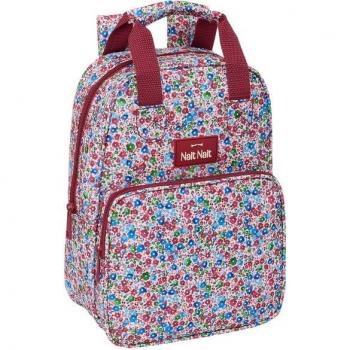 Safta - Mochila Infantil Nait Nait Flores Coimbra Burdeos - Diseño Ergonómico y Licencia Oficial - Amplio Espacio de Almacenamiento, Bolsillos Multifuncionales