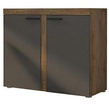 Aparador Tucson 120 - Estantería de Aglomerado Laminado Lefkas Roble y Grafito, 98 x 82 x 40 cm, con 2 Puertas