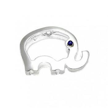Colgante Plata Ley 925m Elefante 20mm Ojo Cristal Azul