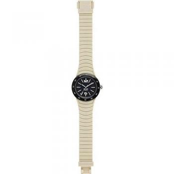 Reloj HIP HOP Hombre Metal SOLARE Esfera Negro e Correa in silicio, Metal Beis, Movimiento Solo Tiempo - 3H Cuarzo