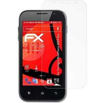 3 x atFoliX Anti-Choque Lámina Protectora de Pantalla Prestigio MultiPhone 4044 Duo Antichoque Película Protectora - FX-Shock-Antireflex