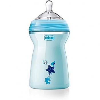 Chicco NaturalFeeling Anti-Colic Baby Bottle 330ml for 6 Months+ with Fast Flow Nipple - Blue