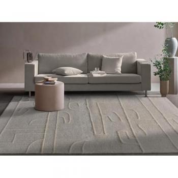 Alfombra de lana de Nueva Zelanda hecha a mano con relieve - 200 x 290 cm - 1400g/m2 - Color marfil - Modelo Coralie