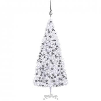 Árbol de Navidad Artificial con Luces LED y Bolas Blanco 500 cm