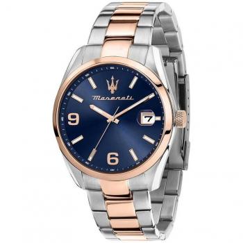 Maserati Reloj Hombre Oro Rosa y Plateado, Tiempo y Fecha, De Cuarzo