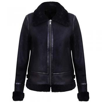 Infinity Leather Women's Black B3 Shearling Aviator Jacket - Size 20 UK / EU 48