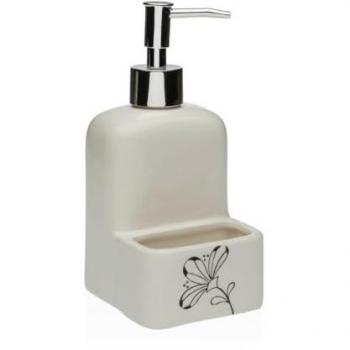 Dispensador de Jabón Versa Cerámica ABS Dolomita Flores 9 x 18,5 x 8 cm