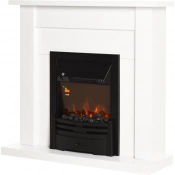 HOMCOM Chimenea Eléctrica Decorativa con 2 Configuraciones de Calor, Temporizador, Termostato Integrado, Luz Regulable en 5 Niveles, Efecto Llama Realista