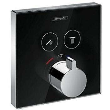 Hansgrohe 15738600 ShowerSelect Glass, termostato empotrado, negro/cromo, 2 salidas