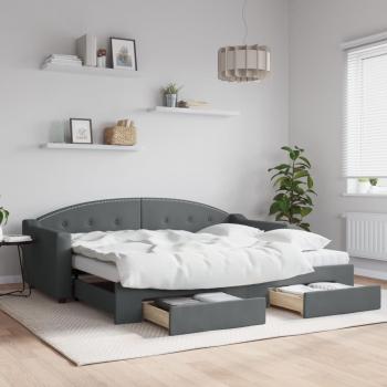 Sofá cama nido con cajones de tela gris oscuro 90x200 cm