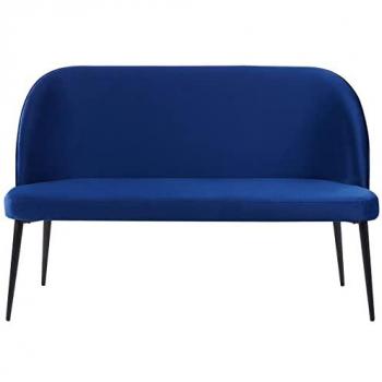 Sofá de cocina 2 plazas tapizado en terciopelo azul marino con estructura metálica y patas negras Osby