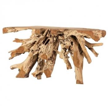 Consola de Entrada Raíz de Teca Natural 155x42x80 cm - Mueble de Almacenamiento Adicional