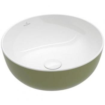 Lavabo sobre encimera redondo Villeroy & Boch Artis Ø43 cm color Verde Salvia sin orificio para grifo ni desagüe