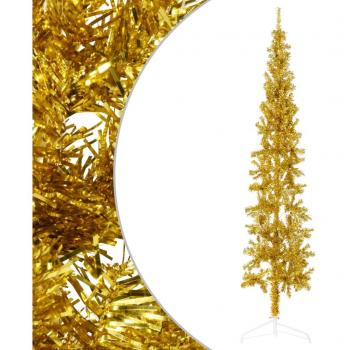 vidaXL Slim Artificial Half Christmas Tree with Stand Gold 240 cm