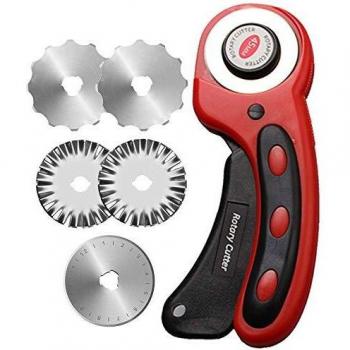 Cortador giratorio con 5 cuchillas de corte de 45 mm de diámetro, para papel y tela, accesorio para manualidades y costura apto para diestros y zurdos