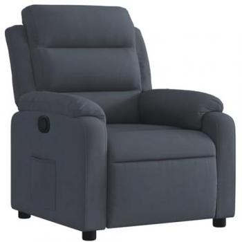 Sillón Reclinable de Terciopelo Gris Oscuro con Respaldo y Reposabrazos Ajustables