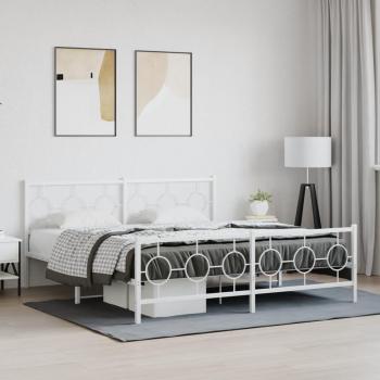 Cama Metal Blanca con Cabecero y Estribo para Pediatría 180x200 cm