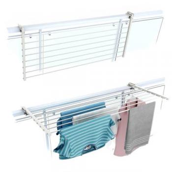 Tendedero de balcón abatible y plegable Foxydry Duo 118 cm, resistente de acero inoxidable y aluminio para terrazas y barandillas