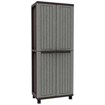 Armario JWood 368 - 2 Puertas - Efecto Madera - Gris Tortora - 68 x 37,5 x 170 cm - Interior/Exterior
