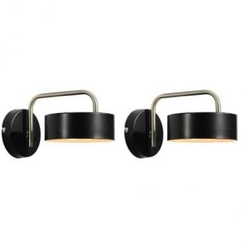 Lote de 2 apliques de pared vintage de metal negro y dorado - Ancho 24 x Altura 14.5 cm - OTILIE