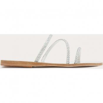 Ancient Greek Sandals Crystal Silver Sliders, Gray Female, Size: 6 US / 3 UK
