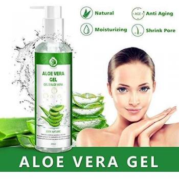 Gel de Aloe Vera 100% Puro,250 ML Aloe Vera Crema Natural,Gel Hidratante para Cara,Cabello y Cuerpo,Ideal para el Acné,Pieles Secas y Quemadas Solares,Calmante,Nutritiva y Antisensible| con Bomba