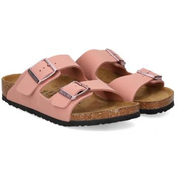 Birkenstock Sandalias abiertas Arizona de niña en cuero sintético, modelo Arizona Kids Birko-flor N, color rosa, talla 36