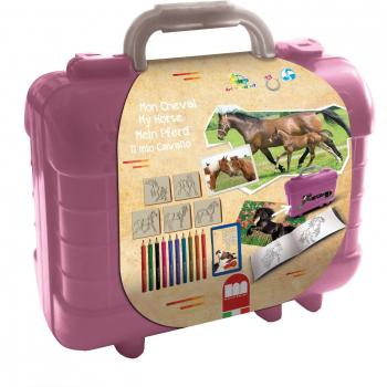 Set de Viaje para Caballos - 29 Piezas con Sellos, Pinturas y Actividades