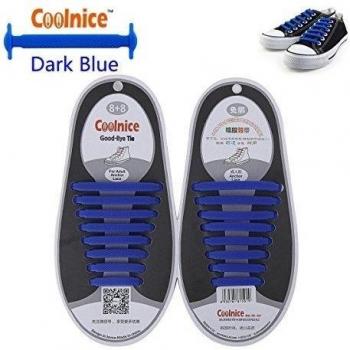 Coolnice de Cordones Elásticos para adultos bricolaje 16pcs- ambientalmente seguro a prueba de agua silicio del color de azul oscuro