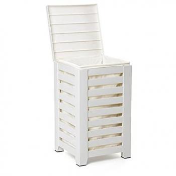 Cesto de ropa Lombok blanco 55L, Polipropileno, Libre de BPA, con tapa, color blanco, tamaño: 34 x 34 x 58 cm