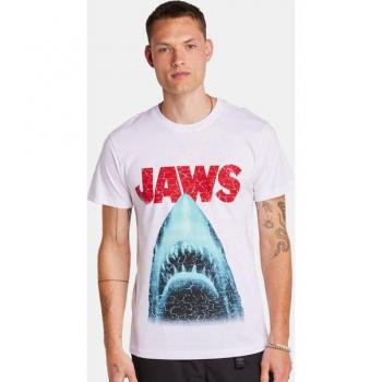 Merchcode Jaws Men's White Cotton Jersey T-Shirt - Size M