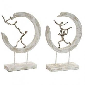 Figura Decorativa DKD Home Decor 32,5 x 10 x 47 cm Plateado Blanco Bailarina Ballet Moderno Decapé (2 Unidades)