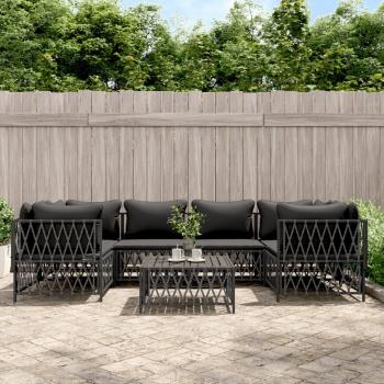 vidaXL 7-Piece Anthracite Steel Garden Lounge Set with Cushions