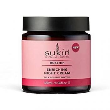Crema de Noche Enriquecedora Sukin con Rosa Mosqueta y Vitamina C - 120ml (Piel Seca y Dañada)