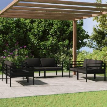 6-Piece Anthracite Aluminum Garden Lounge Set with Cushions