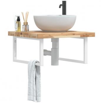 Estante de lavabo de pared acero y madera maciza de acacia vidaXL