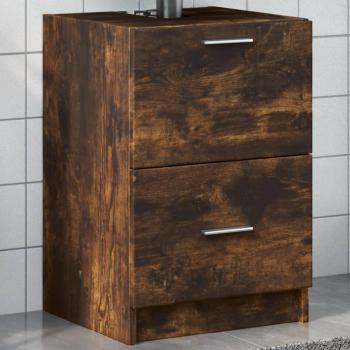 Mueble de lavabo ahumado de roble 80x33x60 cm, madera multicapa, diseño moderno y elegante