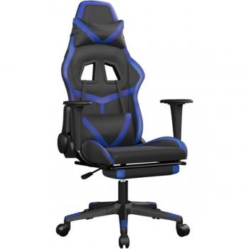 vidaXL Black and Blue Faux Leather Gaming Chair with Footrest