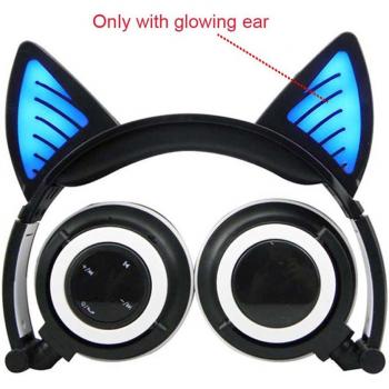 Auriculares Inalámbricos Bluetooth con Orejas de Gato y Micrófono Brillante, Luz LED para PC y Portátil, Ideal para Niños y Adultos