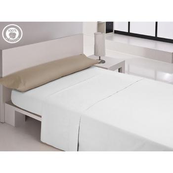 Funda de almohada 100% algodón lisa color beig, medidas 45 x 85 cm, pack de 2 unidades, apta para cama de 150/160 cm, con 144 hilos