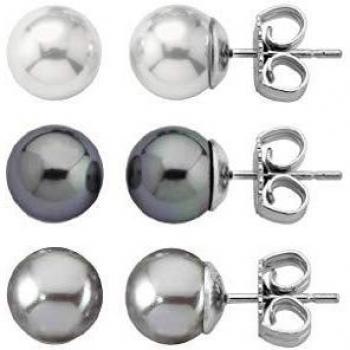 Majorica 13185.21.2.000.010.1 Pendientes Mujer Plata Pack Tres Bolitas Tamaño 8 mm