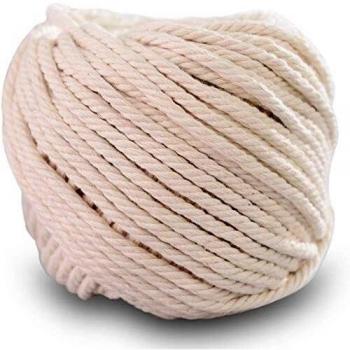 SUNTQ Cordón de macramé Algodón de poliéster trenzado de 4 hilos 4mm x 100m Cuerda de algodón suave para colgar plantas artesanales Colgar artesanías, decoración de tejer, beige natural